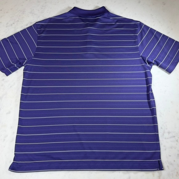 Nike Golf Polo Shirt Mens L Purple White Striped Dri-FIT Short Sleeve Excellent - Picture 7 of 7
